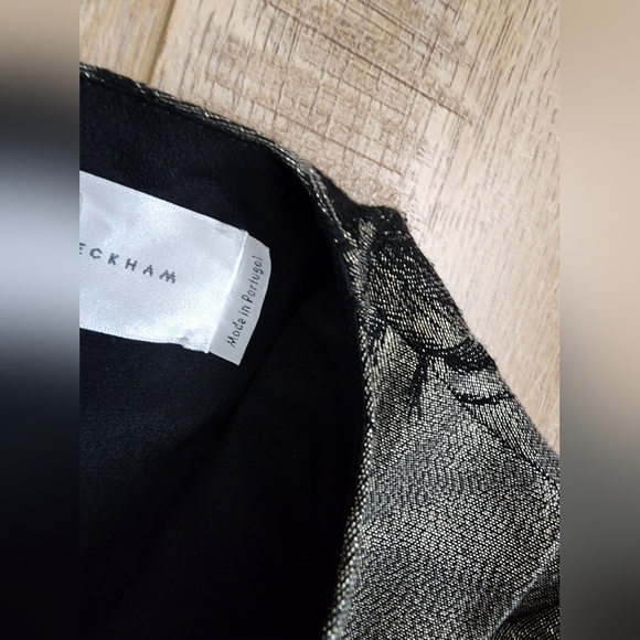 VICTORIA BECKHAM Pouf Sleeve Fireworks Gold Metallic Jacquard Shift Dress US 6 S - Picture 6 of 10